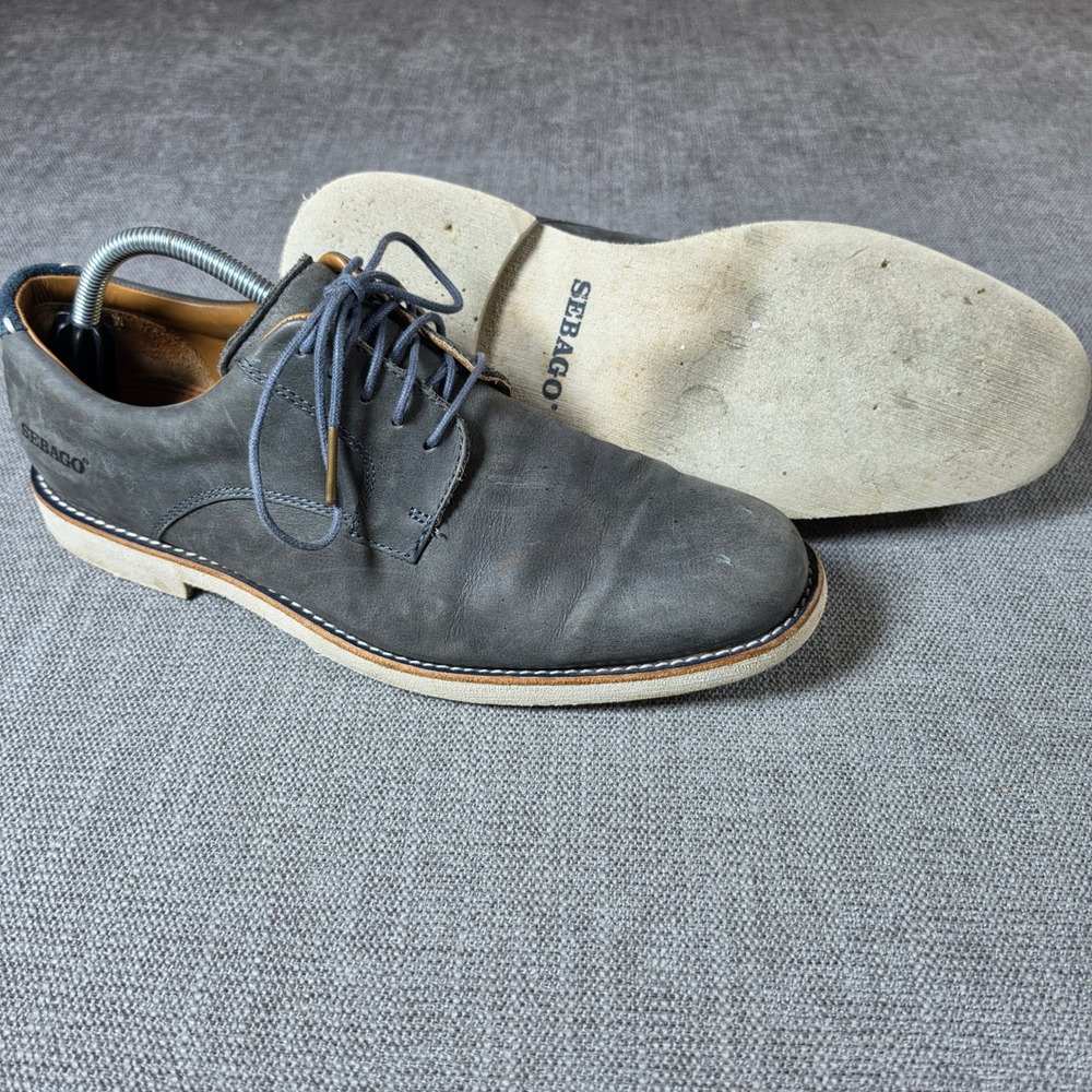 Sebago Thayer Oxford Midnight Mens 10W Grey B192000 Nubuck Leather Lace Up Dress